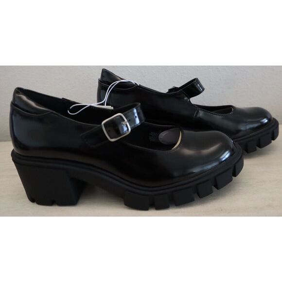 Old Navy Women's Sz 8 Blackjack Faux Leather Chunky Heel Mary Jane Shoes - Picture 9 of 11